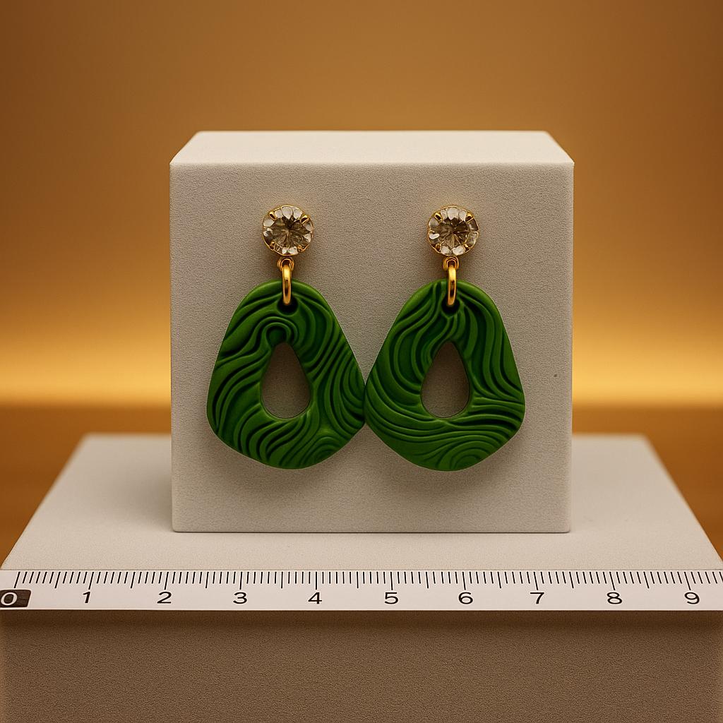 Emerald Waves Statement Earrings