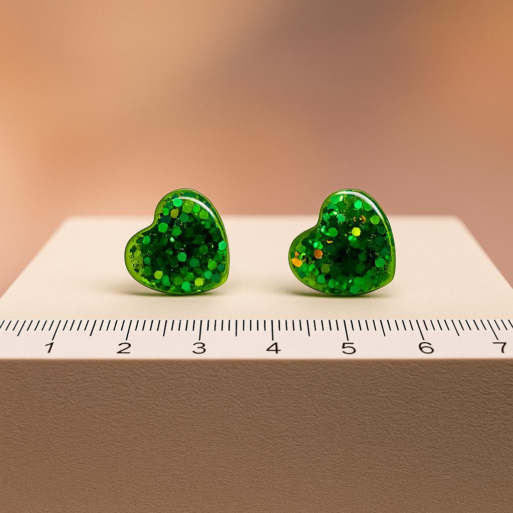 Sparkling Green Heart Earrings