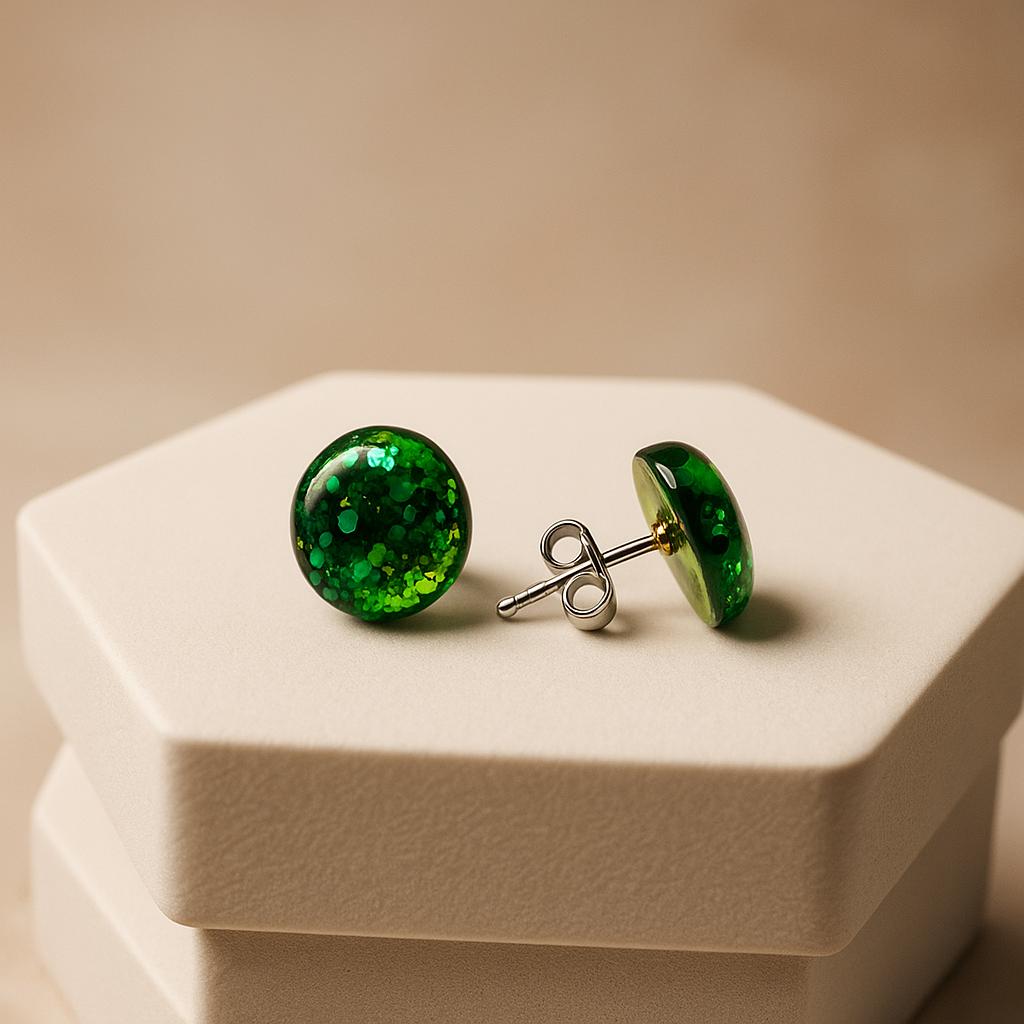 Emerald Sparkle Round Earrings