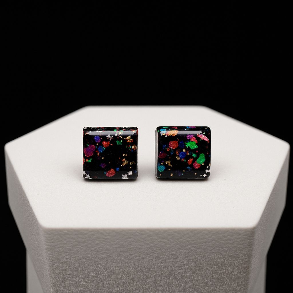 Galaxy Sparkle Square Earrings