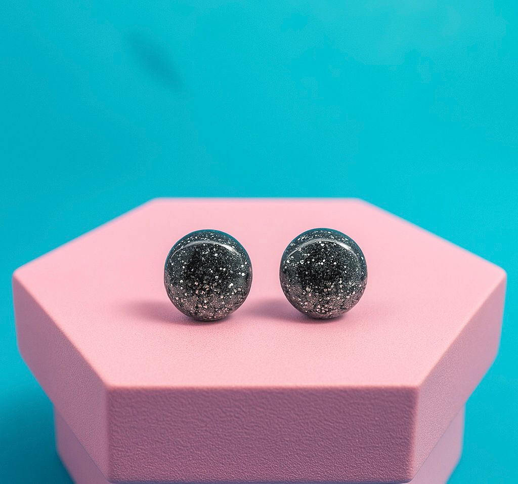 Galaxy Stardust Round Earrings– Celestial Sparkle
