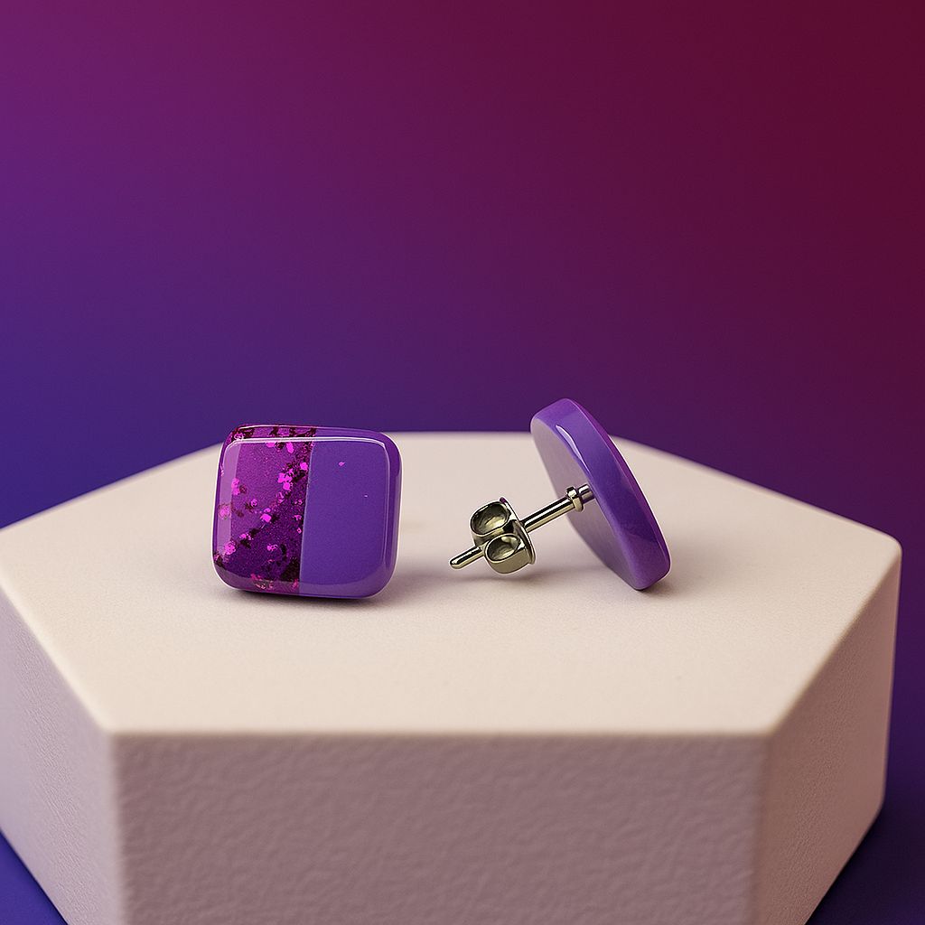 Color Pop Rectangle Earrings – Purple & Pink Fusion