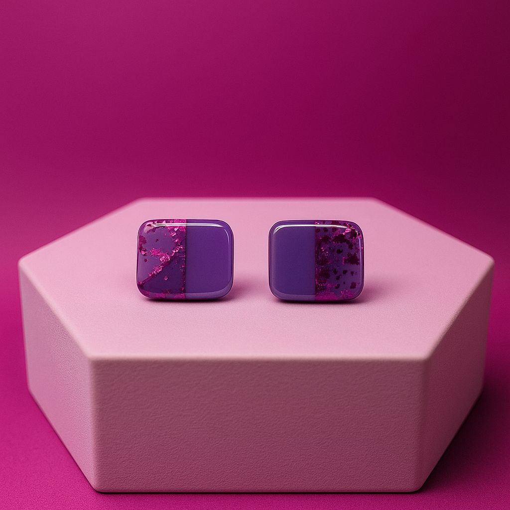 Color Pop Rectangle Earrings – Purple & Pink Fusion