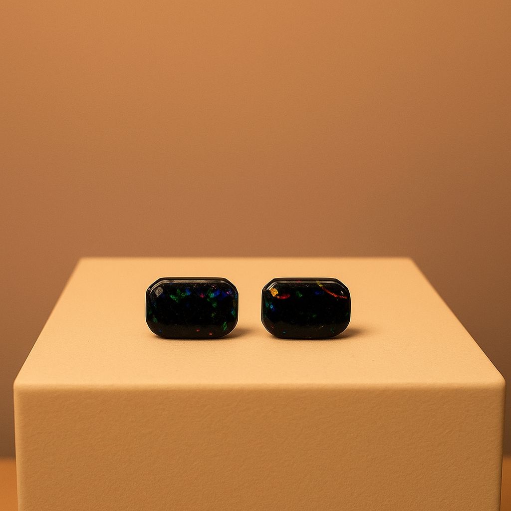 Galaxy Prism Stud Earrings – Cosmic Emerald Cut
