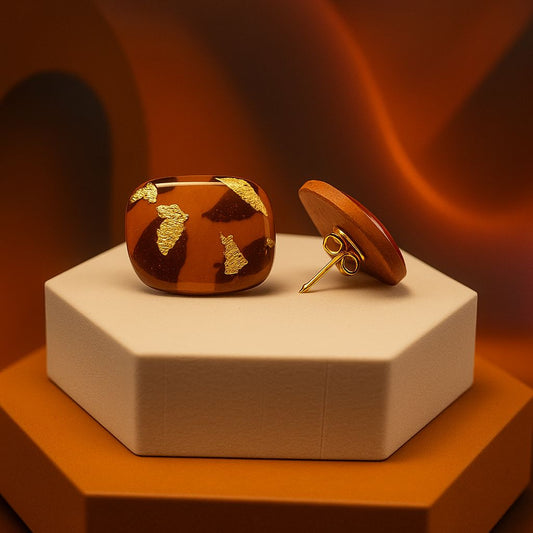 Golden Ember Statement Studs