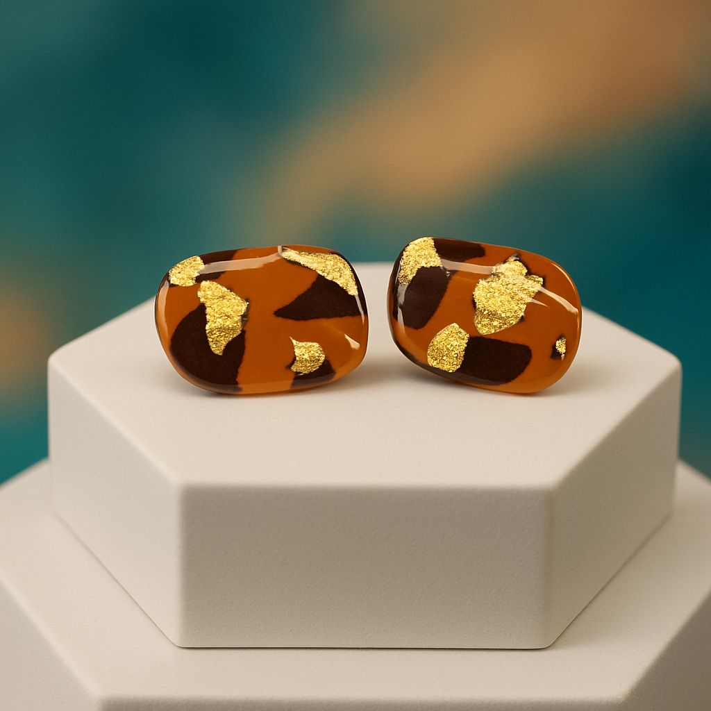 Golden Ember Statement Studs