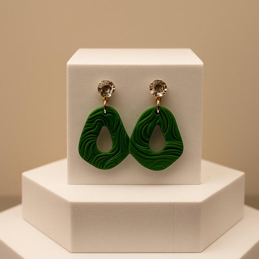 Emerald Waves Statement Earrings
