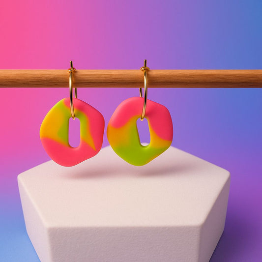 Neon Twist Hoop Earrings – Bold Color Pop Style