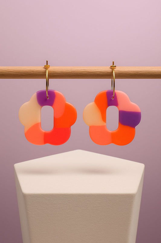 Retro Bloom Hoop Earrings – Color Pop Flower Power