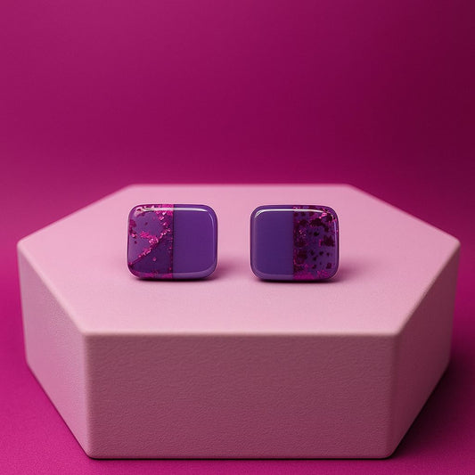 Color Pop Rectangle Earrings – Purple & Pink Fusion